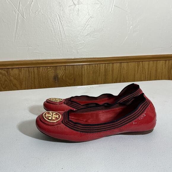 Tory Burch Caroline Ballet Flat Red Leather Size 6M - Picture 12 of 15